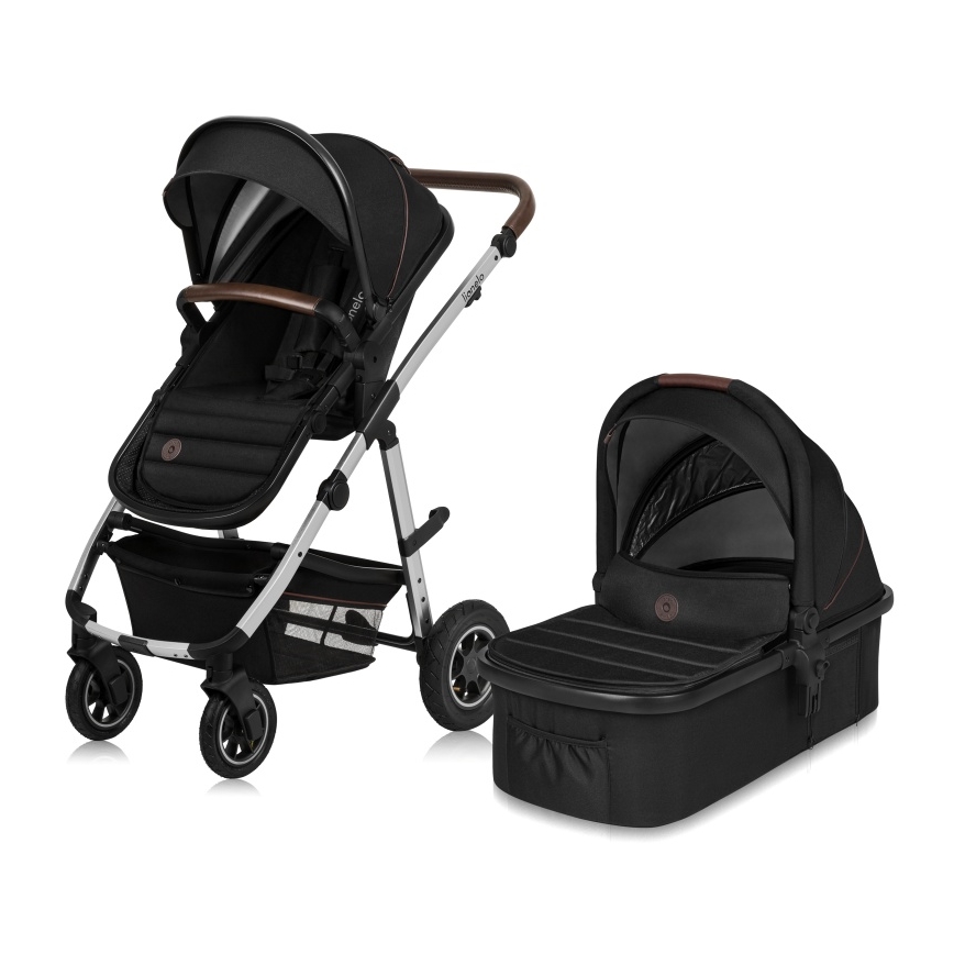 Lionelo - Kombi-Kinderwagen 2-in-1 AMBER Schwarz/Silber