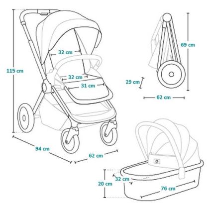 Lionelo - Kombi-Kinderwagen 2-in-1 LAYLA Black Onyx