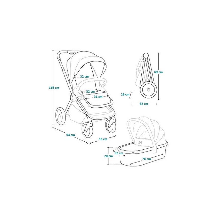 Lionelo - Kombi-Kinderwagen 2-in-1 LAYLA Black Onyx