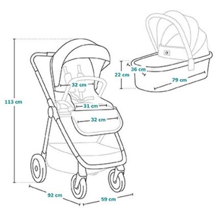 Lionelo - Kombi-Kinderwagen 2-in-1 MERIL Grey Stone