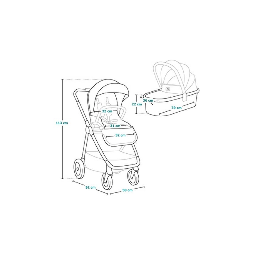 Lionelo - Kombi-Kinderwagen 2-in-1 MERIL Grey Stone