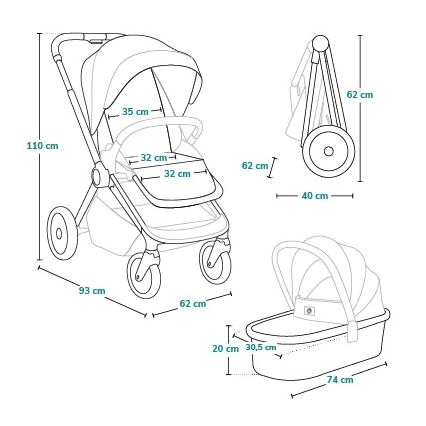 Lionelo - Kombi-Kinderwagen 2-in-1 MIKA PLUS Rostbraun