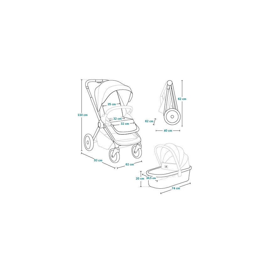 Lionelo - Kombinierter 2-in-1-Kinderwagen MIKA PLUS Beige Sand