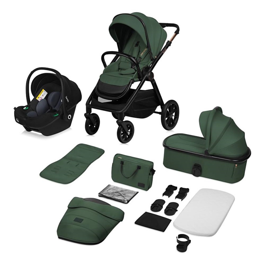 Lionelo - Kombinierter 3-in-1-Kinderwagen LAYLA Green Forest