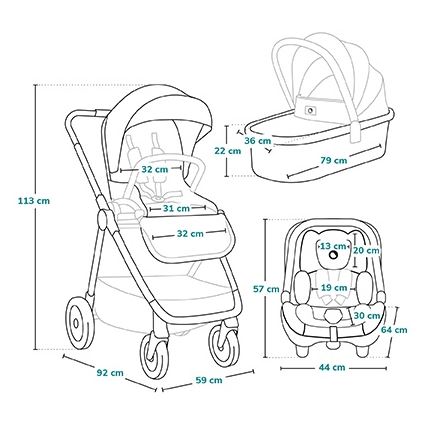 Lionelo - Kombinierter 3-in-1-Kinderwagen MERIL Beige Sand