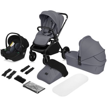 Lionelo - Kombinierter Kinderwagen 3-in-1 MIKA PLUS Grey Stone