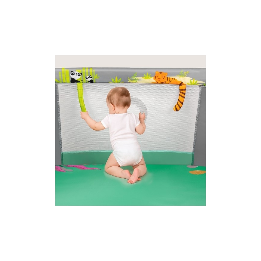 Lionelo - Laufgitter MILLE PLUS Grau-Grün