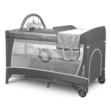 Lionelo - Lettino da viaggio FLOWER Grigio Scandi