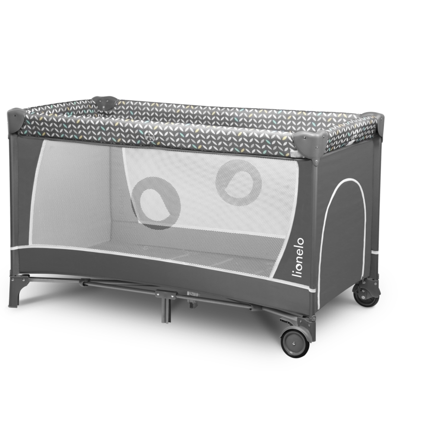 Lionelo - Lettino da viaggio FLOWER Grigio Scandi