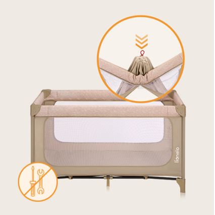 Lionelo - Lettino da viaggio JASMIN EASY FOLD Beige Sand