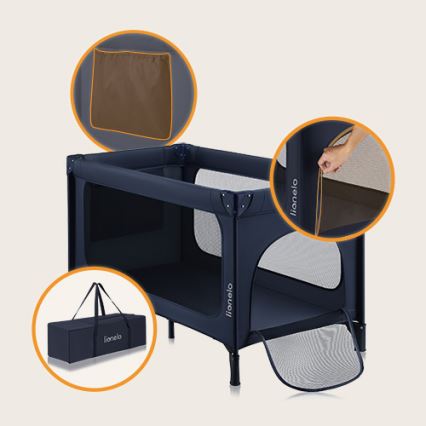 Lionelo - Lettino da viaggio JASMIN EASY FOLD Blu navy