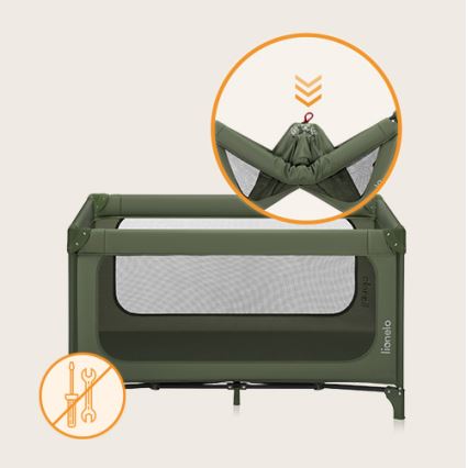 Lionelo - Lettino da viaggio JASMIN EASY FOLD Verde oliva