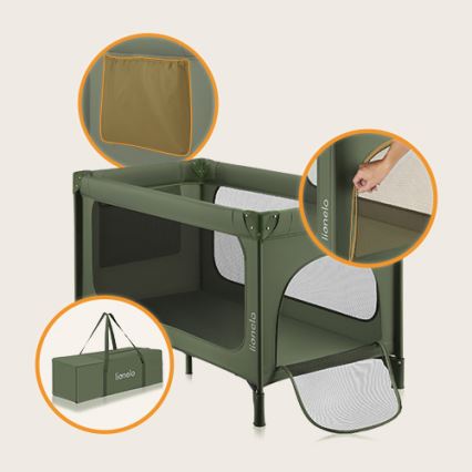 Lionelo - Lettino da viaggio JASMIN EASY FOLD Verde oliva