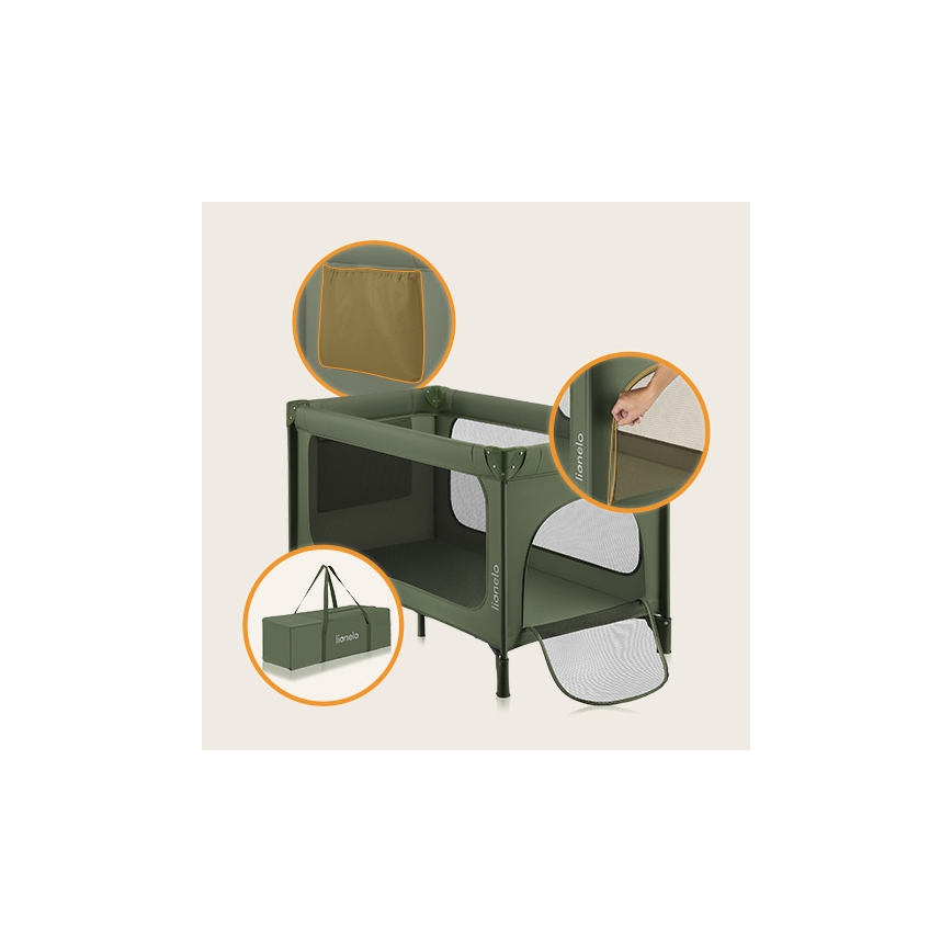 Lionelo - Lettino da viaggio JASMIN EASY FOLD Verde oliva