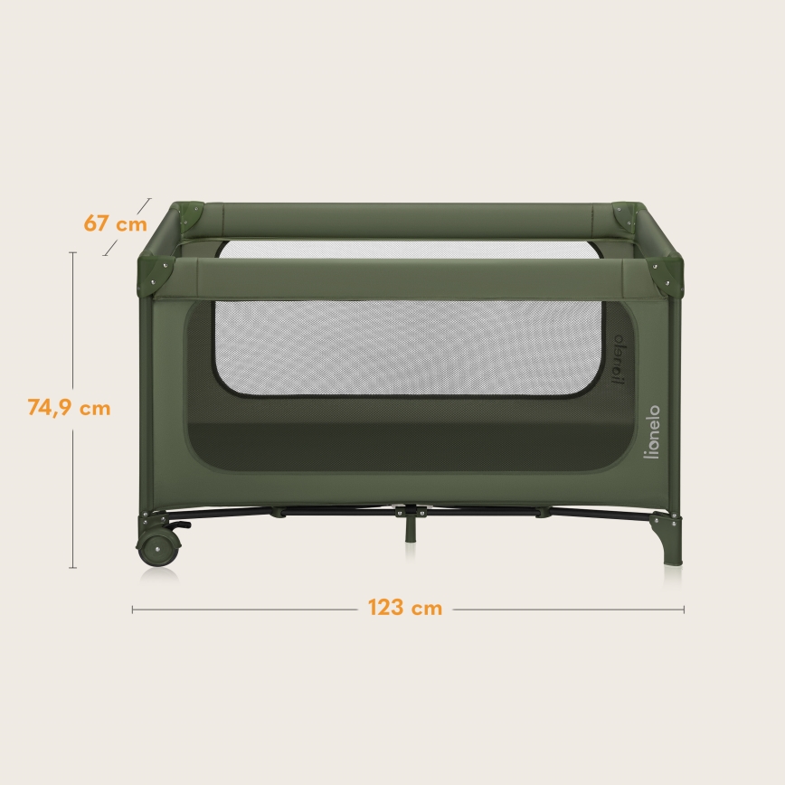 Lionelo - Lettino da viaggio JASMIN EASY FOLD Verde oliva