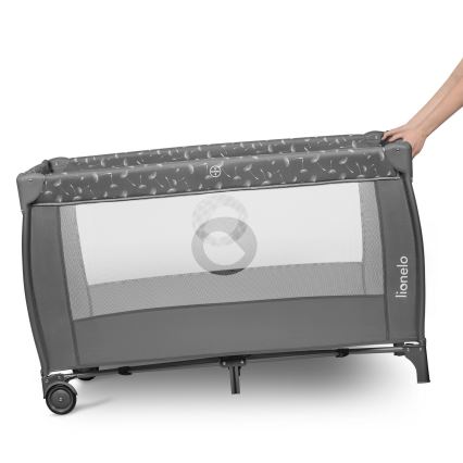 Lionelo - Lettino da viaggio STEFI PLUS Grigio/Bianco