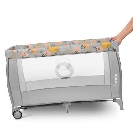 Lionelo - Lettino da viaggio STEFI PLUS Rosa e Giallo