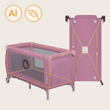 Lionelo - Lettino da viaggio STEFI PLUS Rosa Magnolia