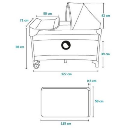 Lionelo - Lettino da viaggio SVEN PLUS grigio/giallo