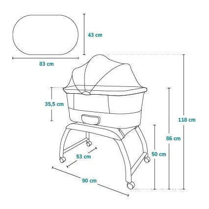 Lionelo - Lettino per bambini con bilancia integrata CORAL White