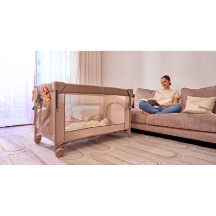 Lionelo - Lit de voyage 3 en 1 ELLEN Beige Sable