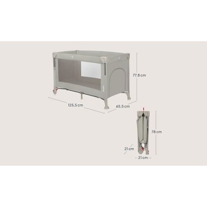Lionelo - Lit de voyage 3 en 1 ELLEN Beige Sable