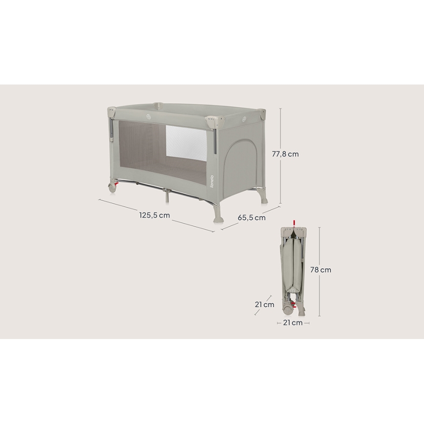 Lionelo - Lit de voyage 3 en 1 ELLEN Beige Sable