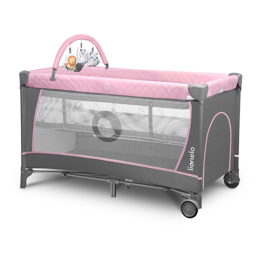 Lionelo - Lit de voyage FLOWER Flamingo