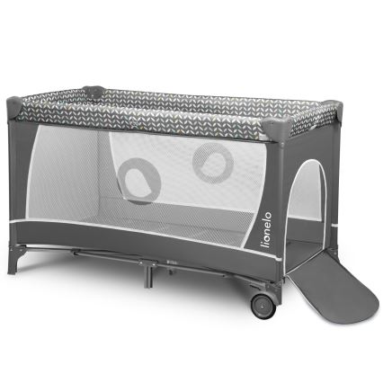 Lionelo - Lit de voyage FLOWER Gris scandinave