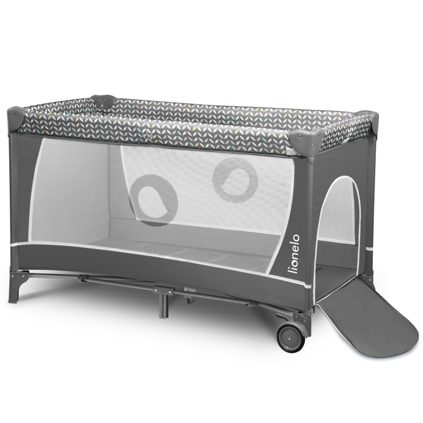 Lionelo - Lit de voyage FLOWER Gris scandinave