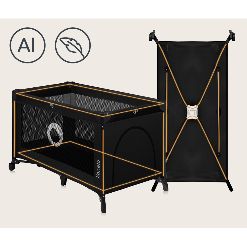 Lionelo - Lit de voyage STEFI Black Carbon