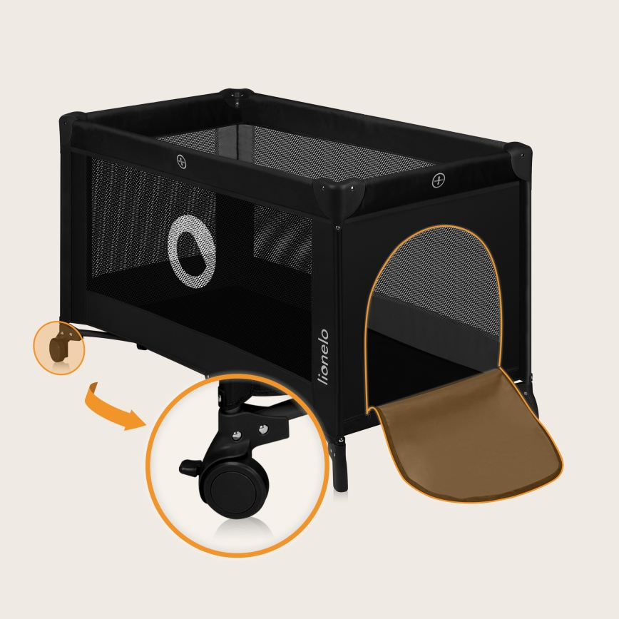 Lionelo - Lit de voyage STEFI Black Carbon