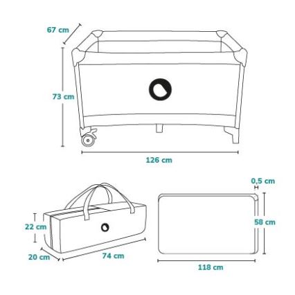 Lionelo - Lit de voyage STEFI gris/jaune