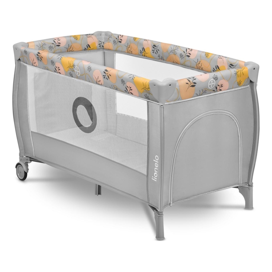 Lionelo - Lit de voyage STEFI PLUS Rose/Jaune