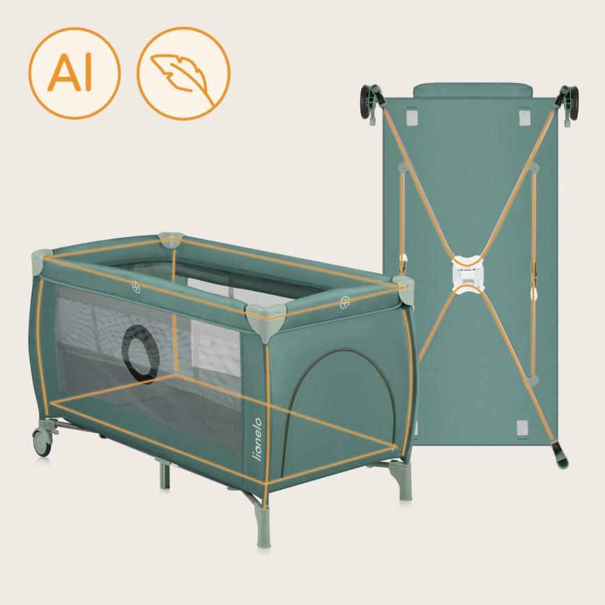 Lionelo - Lit de voyage STEFI PLUS Vert olive