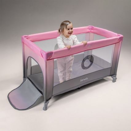 Lionelo - Lit de voyage STEFI rose/gris