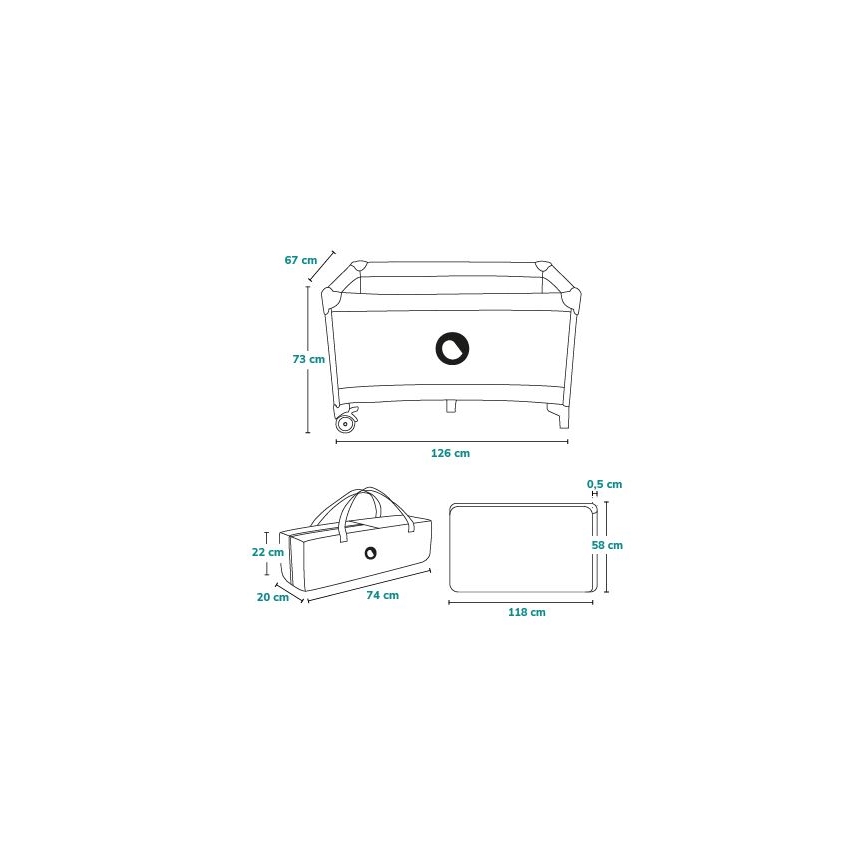 Lionelo - Lit de voyage STEFI turquoise
