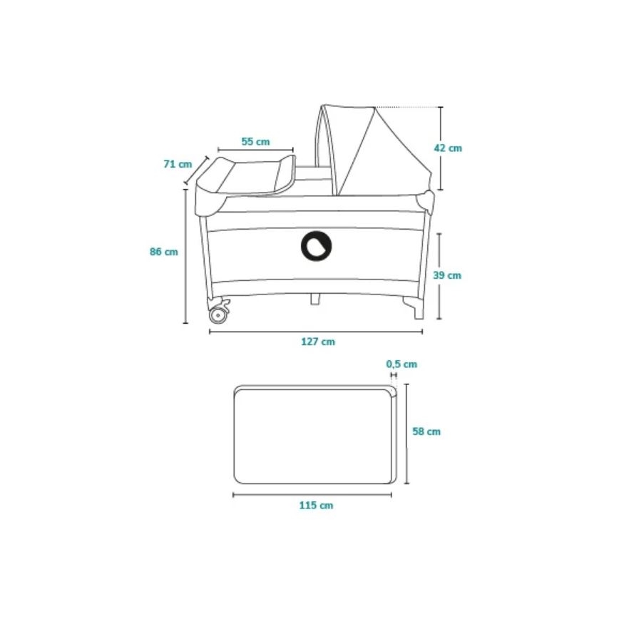 Lionelo - Lit de voyage SVEN PLUS gris
