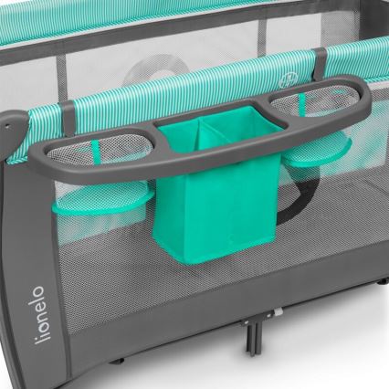 Lionelo - Lit de voyage SVEN PLUS gris/turquoise