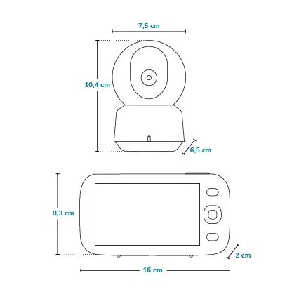 Lionelo - Moniteur vidéo pour bébé BABYLINE 9.1 5V 3600 mAh