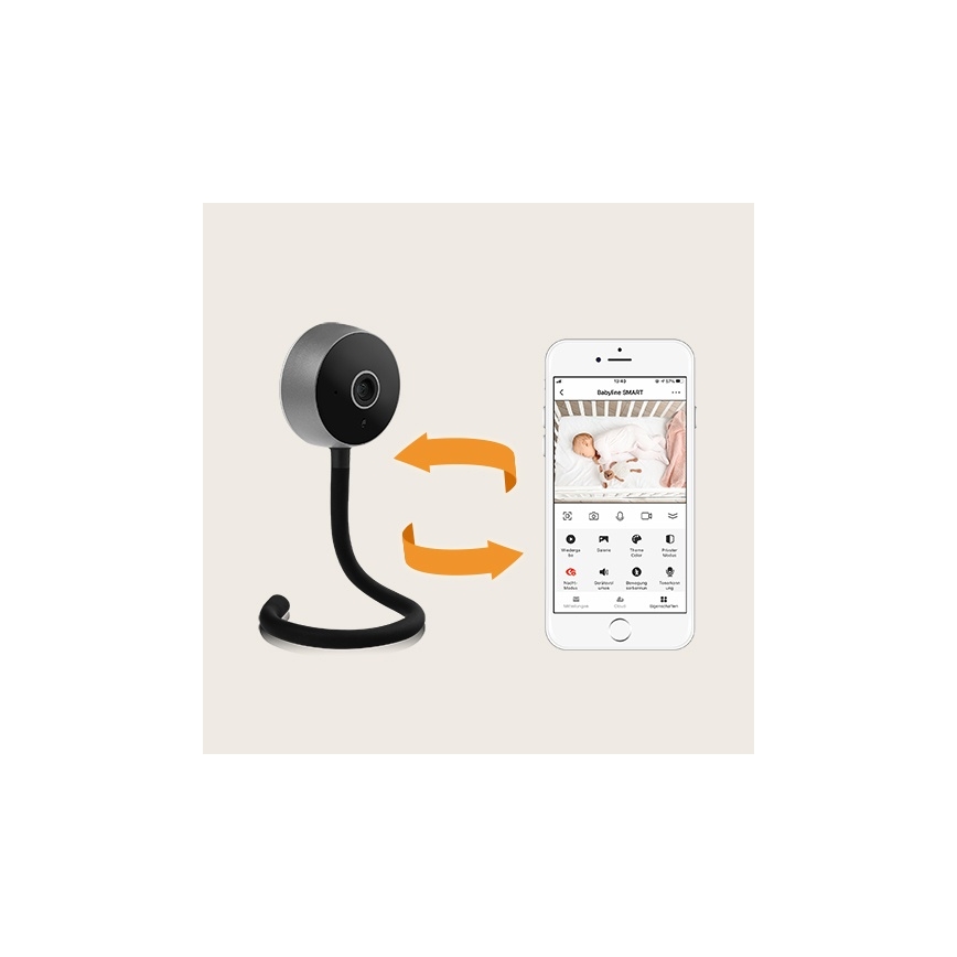 Lionelo - Monitor per bambini intelligente BABYLINE SMART Wi‑Fi Nero