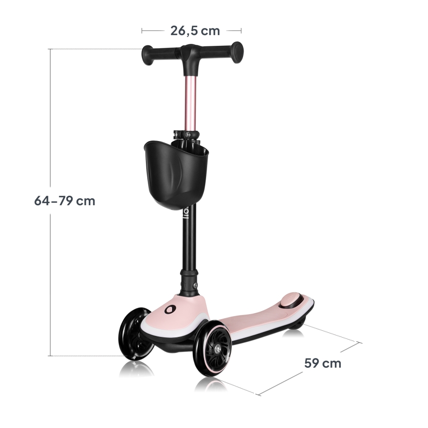 Lionelo - Monopattino per bambini MEY 3xAAA Pink Rose