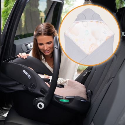 Lionelo - Nid d'ange pour siège-auto TRAVEL SWADDLE 90 x 90 cm Gris Baloon
