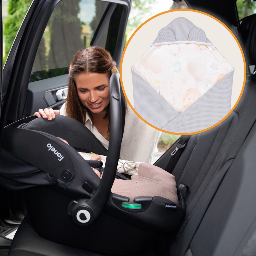 Lionelo - Nid d'ange pour siège-auto TRAVEL SWADDLE 90 x 90 cm Gris Baloon