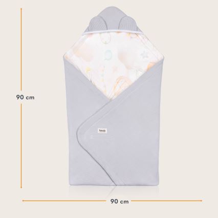 Lionelo - Nid d'ange pour siège-auto TRAVEL SWADDLE 90 x 90 cm Gris Baloon