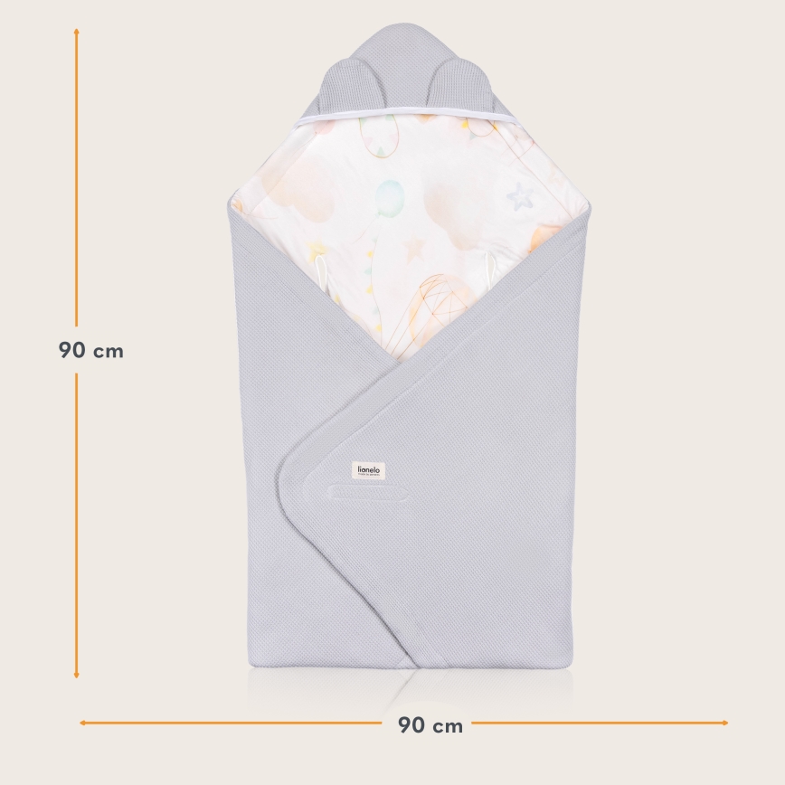 Lionelo - Nid d'ange pour siège-auto TRAVEL SWADDLE 90 x 90 cm Gris Baloon