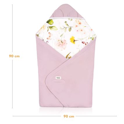 Lionelo - Nid d'ange pour siège auto TRAVEL SWADDLE 90x90 cm, motif Fleurs roses