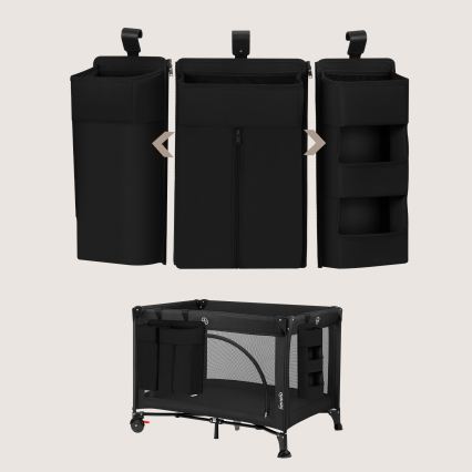 Lionelo - Organiseur pour lit bébé 3 en 1 SIDEPOCKET Noir