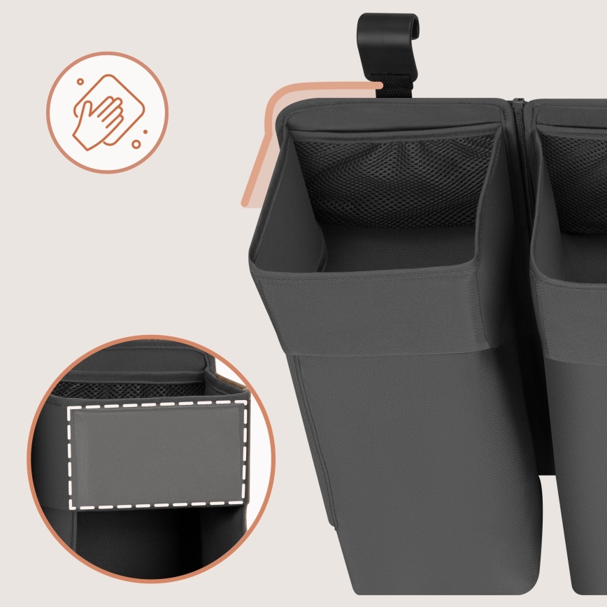 Lionelo - Organizer 3 in 1 per lettino SIDEPOCKET Grigio