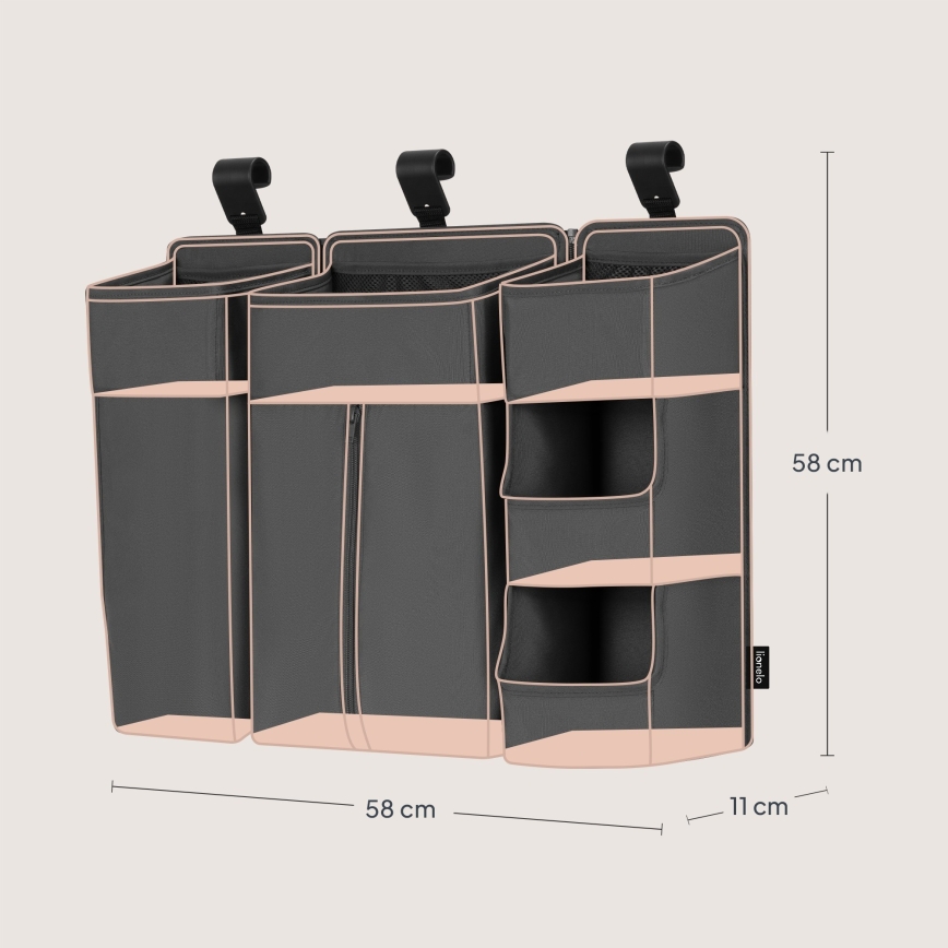 Lionelo - Organizer 3 in 1 per lettino SIDEPOCKET Grigio
